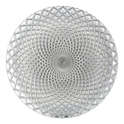 Silver Finish Glass Dinner Plates 10.5" with Textured Design