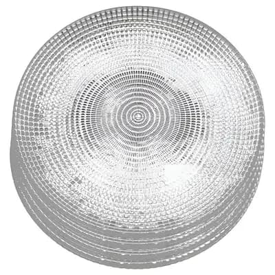 Clear Glass Salad and Appetizer Plates with Silver Gilded Design, Set of 4