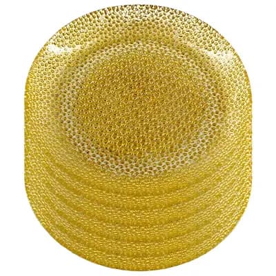Gilded Glass Salad Plates Set of 6, Gold Pebble Pattern, 7.5-Inch Round for Salads or Appetizers