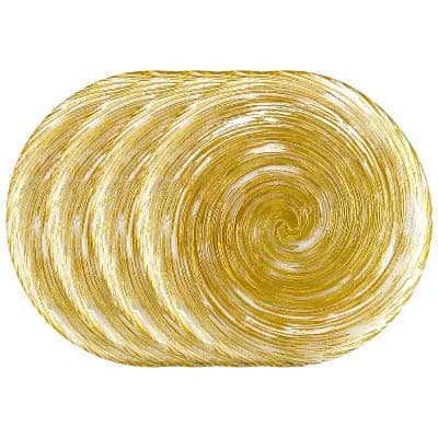 Gilded Glass Dinner Plates Set of 4, Gold Vortex Swirl, 10.75-Inch Round for Dining or Serving
