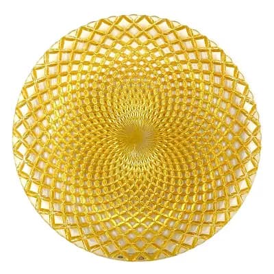 1 Gold Glass Dinner Plate Set 10.5" with Peacock-Style Pattern