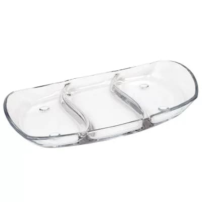 Clear Cristalline Glass Sectioned Tray for Appetizers and Sides
