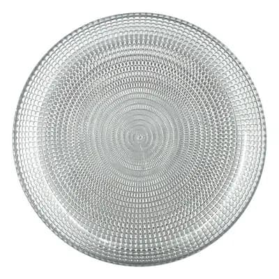 7.75-inch Silver Gilded Glass Salad Plate with Swirl Design and Beaded Rim - 1 pc