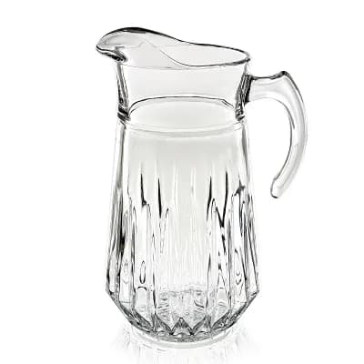 75 oz Clear Cristalline Glass Pitcher with Diamond-Cut Texture
