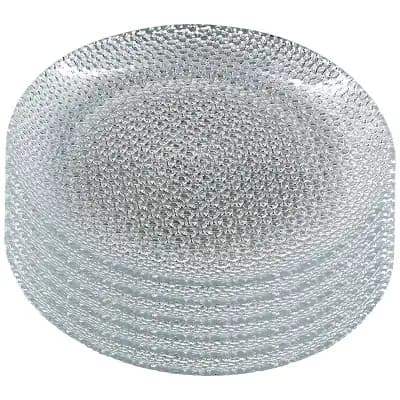 Gilded Glass Salad Plates Set of 6, Silver Pebble Pattern, 7.5-Inch Round for Salads or Appetizers