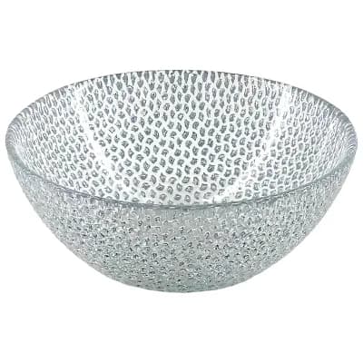 1 pc Textured Silver Glass Snack Bowl with Pebble Pattern for Small Sides and Desserts
