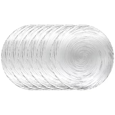 Clear Glass Plate Set of 6 for Dinner and Serving, 10.75-Inch Vortex Pattern