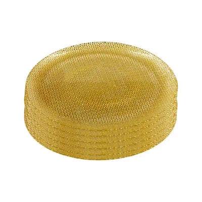 10.5" Gold Finish Glass Dinner or Dessert Plate - Set of 6