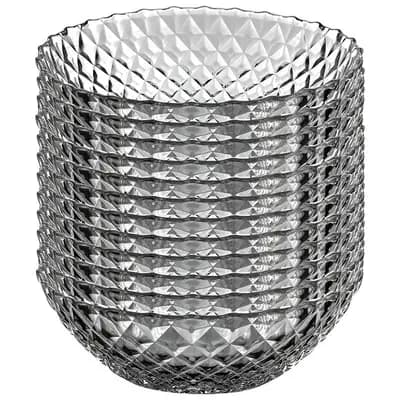 Set of 12 Clear Glass Side Bowls with Diamond Texture for Snacks, Sauces and Small Portions