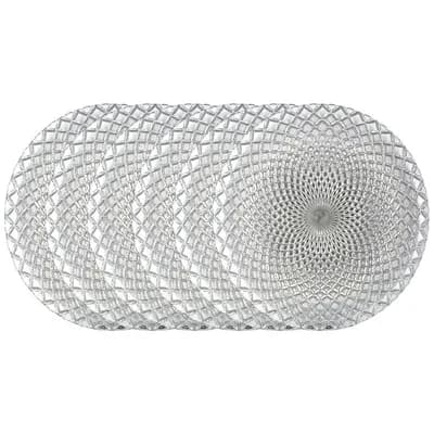 Silver Glass Dinner Plate Set 10.5" for Dining or Hosting - Set of 6