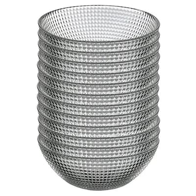 Set of 12 Clear Glass Side Bowls with Swirl Pattern for Snacks and Small Servings