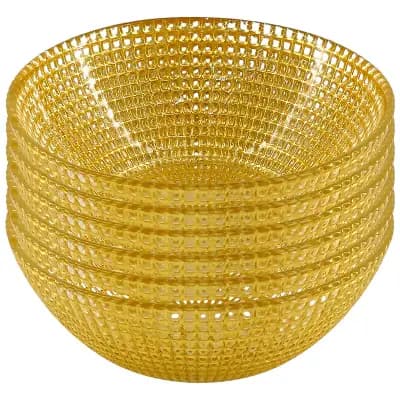 Set of 6 Iridescent Gold Glass Bowls with Distressed Beaded Rim for Snacks and Desserts
