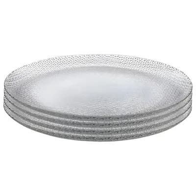 Set of 4 10.5-Inch Clear Glass Dinner Plate, Round Smooth Style for Meals, Desserts and Serving