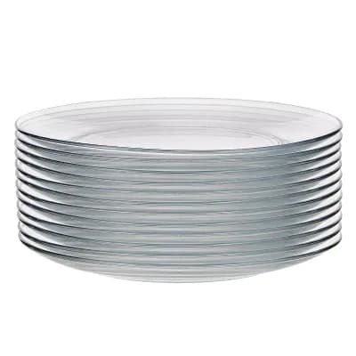 10.5-Inch Clear Glass Plate Set Microwave and Oven Safe - Set of 12