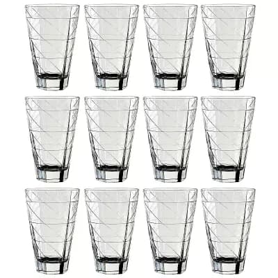 Diamond Texture Clear Glass Tumblers 12-Pack for Water or Cocktails