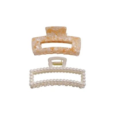 Emberly 2 pc Simulated Pearl Claw Clips