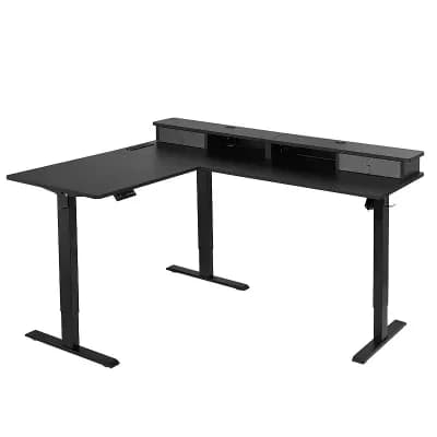 Electric L-Shaped Standing Desk 63" Corner Workstation with Power Ports