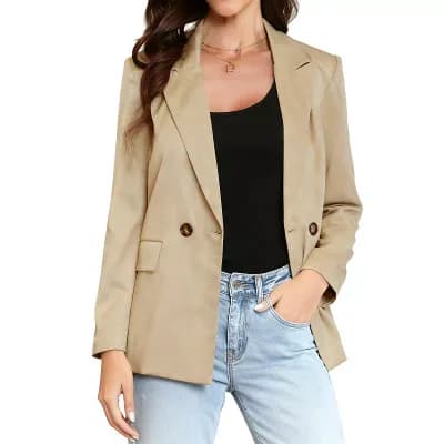 Business Casual Blazer for Women's Notch Lapel Long Sleeve Oversized Suit Jacket