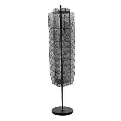 30 tier Rotating Literature Rack for A4 Magazines, Flyers, and Handouts with Mesh Baskets - Black