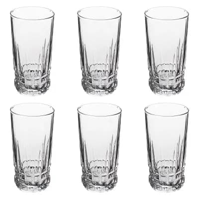 Clear 10 oz Cristalline Beverage Tumblers with Fluted Design - Set of 6