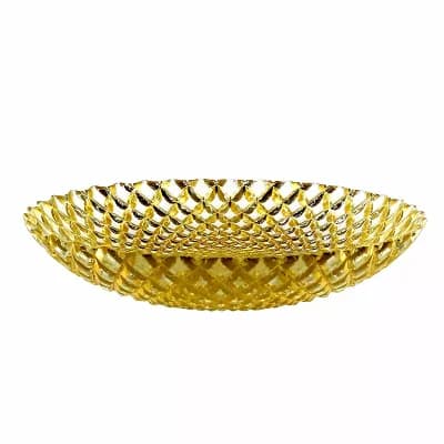 Glass Soup Plates Gold 8-Inch Diamond Pattern