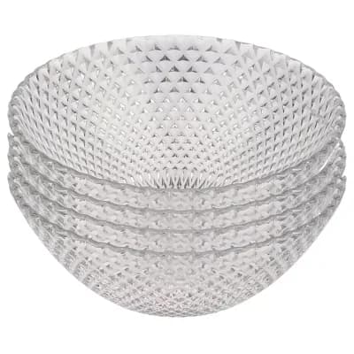 Modern Clear Glass Bowl with 6.5" Size for Soups, Salad and Desserts - Set of 4