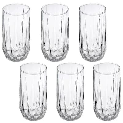 Clear 14 oz Glass Tumblers for Water, Soda, or Cocktails - Set of 6