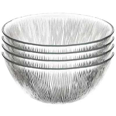 6.5" Crystalline Glass Bowl with Starburst Texture for Everyday Use - Set of 4