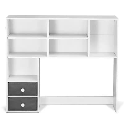Desktop Bookshelf Hutch for 27-Inch Monitor with Shelves and Fabric Drawers