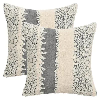 Pack of 2 Plush Decorative Pillow Covers Boho Soft Cozy Cushion Cases for Bedroom 12X20/18X18 Inch