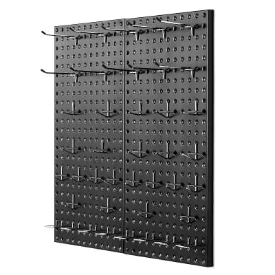 Metal Pegboard Wall Panel for Garage and Workshop Tool Storage 24x12, Black