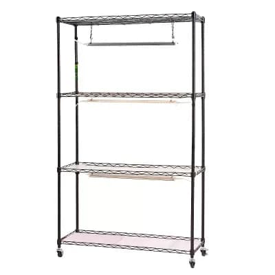 Indoor Garden Shelf with Grow Lights, Adjustable Shelves, and Swivel Casters