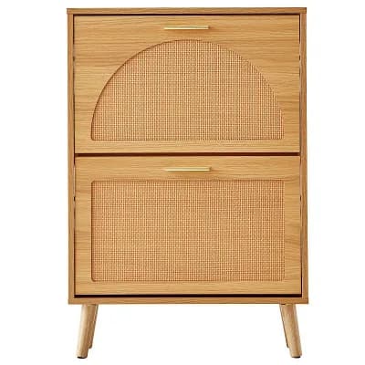 Slim Flip-Front Shoe Cabinet for Entryway Mudroom Apartment - Brown