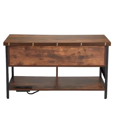 Coffee Table with Dual Lift Modes, Hidden Compartment, Shelves, and Lighting