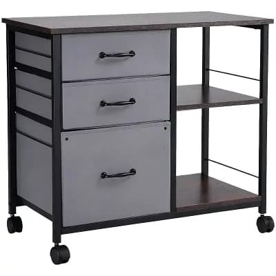 Office File Cabinet on Wheels with Locking Casters and Scratch-Resistant Surface