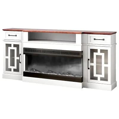 Corner Fireplace Entertainment Center with Adjustable Shelves and Remote