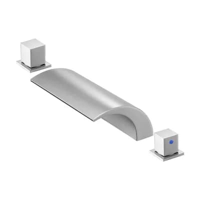 3-Hole Deck Mount Tub Faucet with Stainless Steel Build - Silver