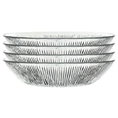 Crystalline Glass Soup Bowl 8-Inch Linear and Starburst Design - Set of 4