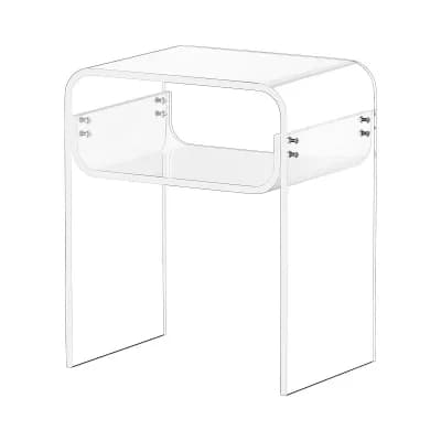 Acrylic End Table, Side Table with Storage for Living Room or Bedroom - Transparent