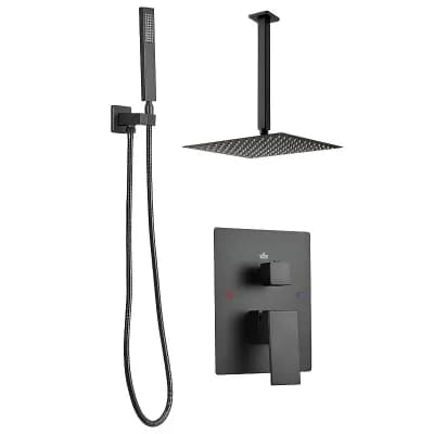Dual-Function Shower Set with Handheld and Rain Head - Matte Black