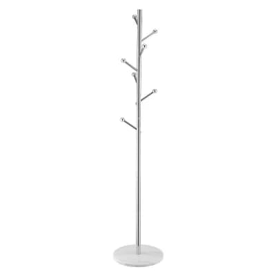 Entryway Coat Tree with Hooks for Coats, Hats, and Bags White