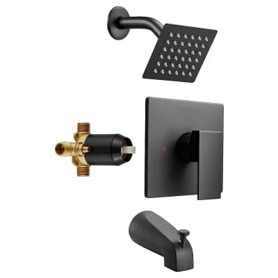 4 pc Tub and Shower Faucet Set with Rotatable Shower Head and Temperature Control
