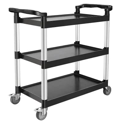 Mobile Utility Cart with 360° Casters for Garage, Classroom, and Home - Black