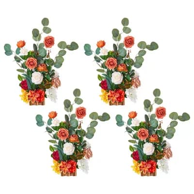 4 pc Orange Flower Balls Artificial Floral Decorations for Weddings Parties and Home Decor