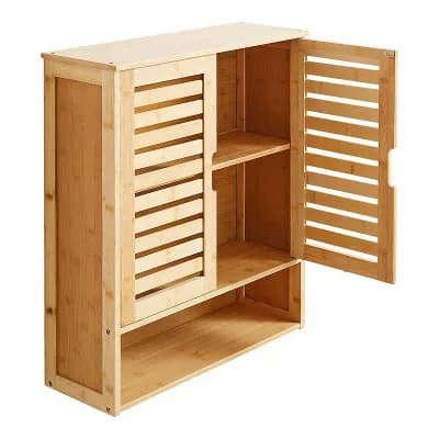 Small Bathroom Wall Cabinet 23”x8”x26” with Space-Saving Design and Multi-Layer Partitions - Natural