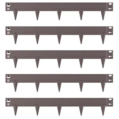Galvanized Steel Garden Edging Set 5 pc Flexible Lawn Border with Ground Spikes