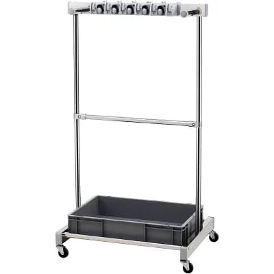 Rolling Garden Tool Organizer with Wheels 10 Slots and Hooks for Garage Storage Grey