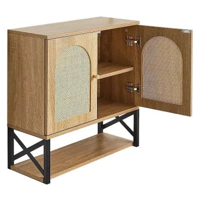 Wall-Mounted Bathroom Cabinet with Adjustable Shelf and Multi-Layer Storage - Natural