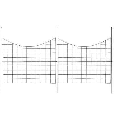 36.6" Black Metal Garden Panels 5-Pack Carbon Steel Fence for Outdoor Yards and Gardens