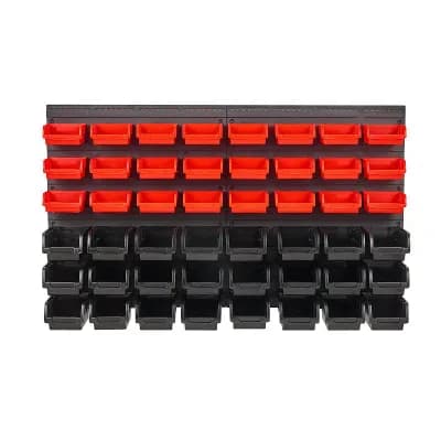 48 pc Wall-Mount Stackable Storage Bins Set with Small and Large Bins for Home or Workshop